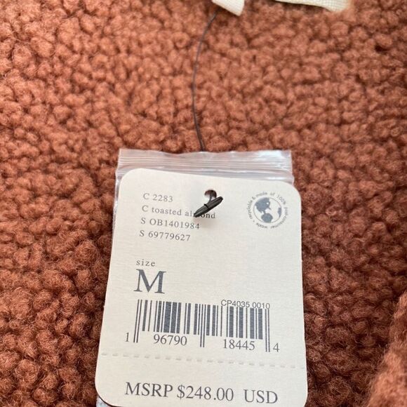 Free People Brown Diogo Sherpa Coat Penny Lane size M NWT New $248  Polyester - Picture 11 of 11